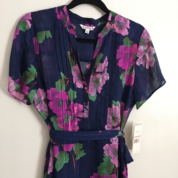 ❌SOLD❌NWT Nanette Lepore floral navy sheer dress - Picture 5 of 8